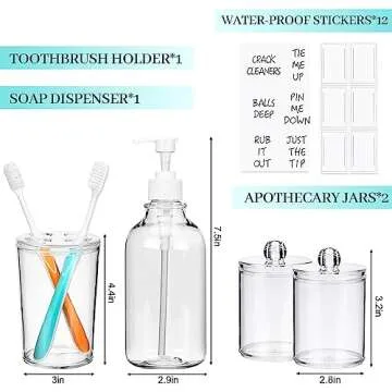Fixwal Stylish 4-Piece Plastic Bathroom Accessory Set with Custom Labels