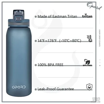 Opard 30oz BPA Free Leak Proof Sports Water Bottle
