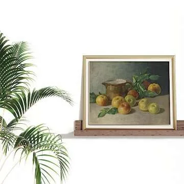 Farmhouse Still Life Picture Living Room - Apple Pearl Fruit Warm Beige Neutral Painting - Art Deco Wall Art for Kitchen - 11 x 14 Art Print- Rustic Vintage Decor for Bedroom - Antique French Poster
