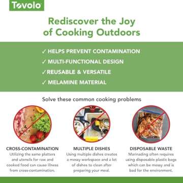 Tovolo Marinade Container with Lid, Large (Blue/White) - BBQ Prep Tub & Marinating Container with Lid for Kitchen, Grill, Meal Prep, Smoker, Griddle & Barbeque - Dishwasher-Safe Melamine Marinade Tray