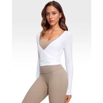 INGIA Women's Soft Rib V-Neck Wrap Top for Active Life