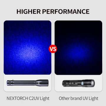NEXTORCH 405nm uv Light UV Led Blacklight Flashlights Detector Ultraviolet Pocket-Size LED Torch for Pets Urine and Stains Find Stains on Carpet, Rugs 3D Printed Resin C2UV (405nm UV)