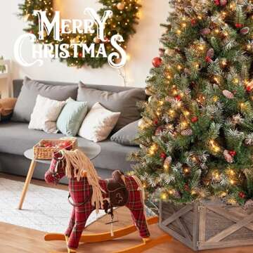 Perfnique Christmas Tree Collar, 22'' Durable Wood Tree Base, Handmade Tree Skirt Box Stand Suitable...