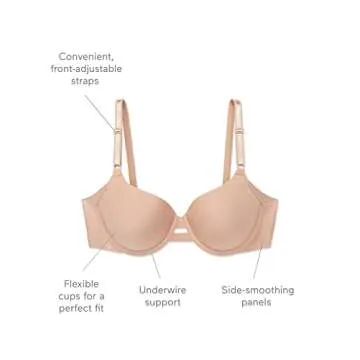 Warner's Women's No Side Effects Underarm-Smoothing Comfort Underwire Lightly Lined T-Shirt Bra 1356, Black, 34B