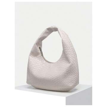 Verdusa Women's Woven Leather Hobo Shoulder Bags Top Handle Braided Underarm Purse Beige One-Size