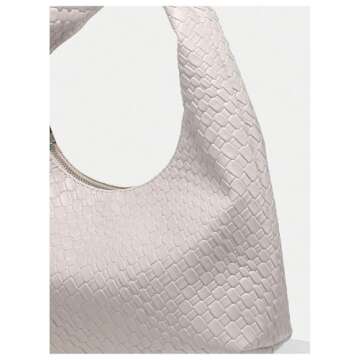 Verdusa Women's Woven Leather Hobo Shoulder Bags Top Handle Braided Underarm Purse Beige One-Size