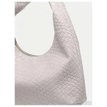 Verdusa Women's Woven Leather Hobo Shoulder Bags Top Handle Braided Underarm Purse Beige One-Size