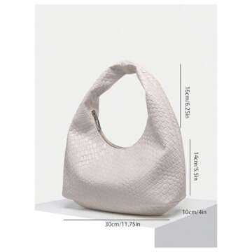 Verdusa Women's Woven Leather Hobo Shoulder Bags Top Handle Braided Underarm Purse Beige One-Size