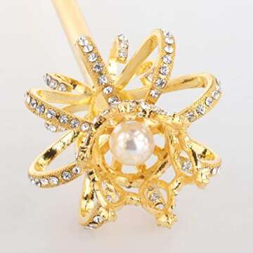 AMLESO Fairy Wands Wedding Costume Props Fancy Sticks for Bride Children Photography Prop Halloween Christmas, Golden Rhinestone, One Size