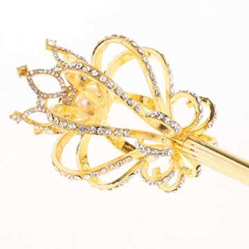 AMLESO Fairy Wands Wedding Costume Props Fancy Sticks for Bride Children Photography Prop Halloween Christmas, Golden Rhinestone, One Size