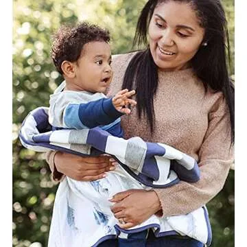 Burts Bees Baby Infant Reversible Blankets 100% Organic Cotton GOTS Certified - Watercolor Mountains Prints with Quilting Pattern Soft Nursery Blanket with 100% Polyester Fill for Size 30 x 40 Inch