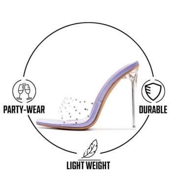 Cape Robbin Brisa Stiletto High Heels for Women - Rhinestone Clear Heels for Women - Slip On Womens ...