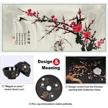 Japanese Cast Iron Teapot Set with Cups & Infuser