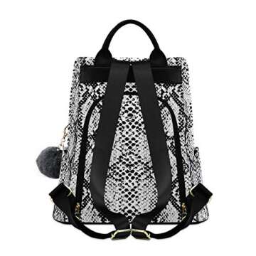 ALAZA Snake Skin Black and White Backpack Purse for Women Anti Theft Fashion Back Pack Shoulder Bag