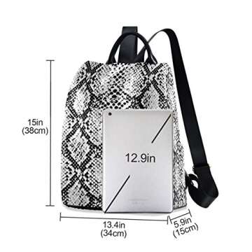 ALAZA Snake Skin Black and White Backpack Purse for Women Anti Theft Fashion Back Pack Shoulder Bag
