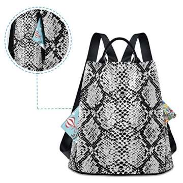 ALAZA Snake Skin Black and White Backpack Purse for Women Anti Theft Fashion Back Pack Shoulder Bag
