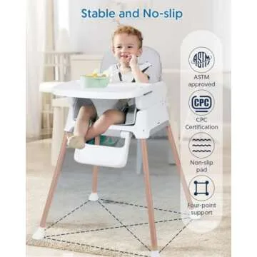3 in 1 Baby High Chair, Bellababy Adjustable Convertible Chairs for Babies and Toddlers, Compact/Light Weight/Portable/Easy to Clean
