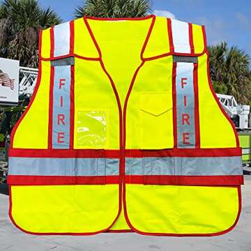 VIEWBRITE Reflective (Class 2) Fire Vest Lime Green - 5 Point Breakaway High Visibility Yellow Fire ...