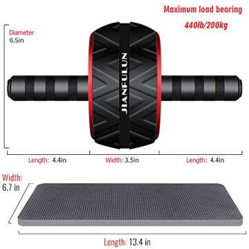 Lavonna Ab Wheel Roller With Knee Pad, Ultra-Wide Ab Roller Wheel for Abs Workout, Abs Workout Equipment for Abdominal & Core Strength Training, Home Gym Equipment for Men Women Abdominal Roller