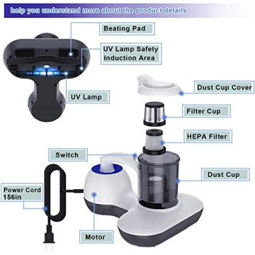 Powerful Mattress Vacuum with UV Light and HEPA Filter