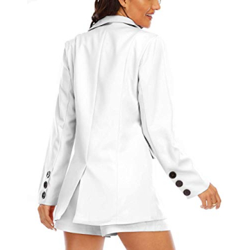 PYL Women's Two Pieces Outfit, Long Sleeve Blazers Jacket with Shorts Suit Set Casual Work Office