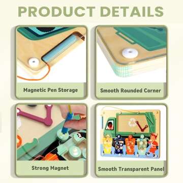 TOP BRIGHT Magnetic Color Maze Sorting Game Montessori Toys for 3+ Year Old, Wooden Garbage Magnet E...