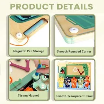 TOP BRIGHT Magnetic Color Maze Sorting Game Montessori Toys for 3+ Year Old, Wooden Garbage Magnet E...