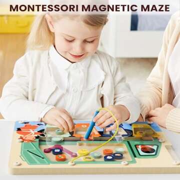 TOP BRIGHT Magnetic Color Maze Sorting Game Montessori Toys for 3+ Year Old, Wooden Garbage Magnet Educational Learning Toys, Toddler Travel Toys Fine Motor Skills for Boys Girls