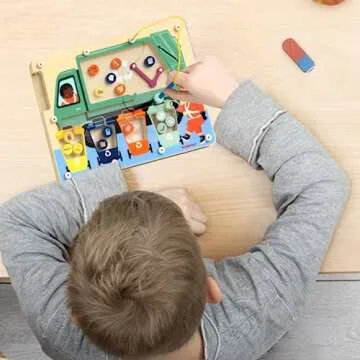 TOP BRIGHT Magnetic Color Maze Sorting Game Montessori Toys for 3+ Year Old, Wooden Garbage Magnet Educational Learning Toys, Toddler Travel Toys Fine Motor Skills for Boys Girls