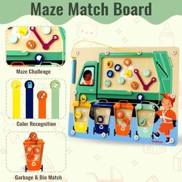 TOP BRIGHT Magnetic Color Maze Sorting Game Montessori Toys for 3+ Year Old, Wooden Garbage Magnet Educational Learning Toys, Toddler Travel Toys Fine Motor Skills for Boys Girls