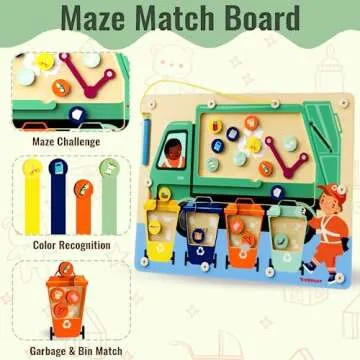TOP BRIGHT Magnetic Color Maze Sorting Game Montessori Toys for 3+ Year Old, Wooden Garbage Magnet Educational Learning Toys, Toddler Travel Toys Fine Motor Skills for Boys Girls