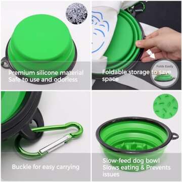 ARTECARE Portable Pet Travel Dog Bowls, 2 Pack Convenient Collapsible Dog Bowls, Small Pet Slow Feed...
