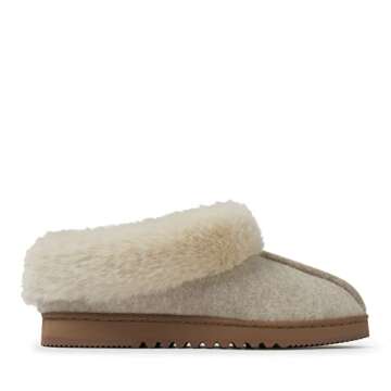 Dearfoams Women's Chloe Soft Knit Clog Slipper, Oatmeal Heather, 7-8