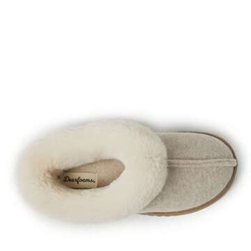 Dearfoams Women's Chloe Soft Knit Clog Slipper, Oatmeal Heather, 7-8