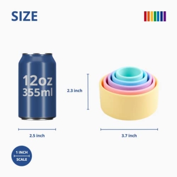 BLUE GINKGO Silicone Stacking Cups – Nesting & Sensory Stacking Toy for Toddlers | Open-Ended Montessori Toy with 5 Cups (Pastel Colors)