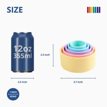 BLUE GINKGO Silicone Stacking Cups – Nesting & Sensory Stacking Toy for Toddlers | Open-Ended Montessori Toy with 5 Cups (Pastel Colors)