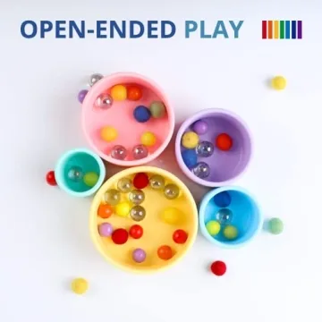 BLUE GINKGO Silicone Stacking Cups – Nesting & Sensory Stacking Toy for Toddlers | Open-Ended Montessori Toy with 5 Cups (Pastel Colors)