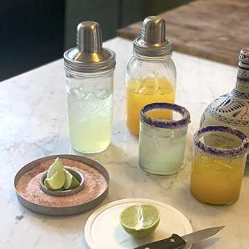 Jarware Stainless Steel Cocktail Shaker Lid for Wide Mouth Mason Jars