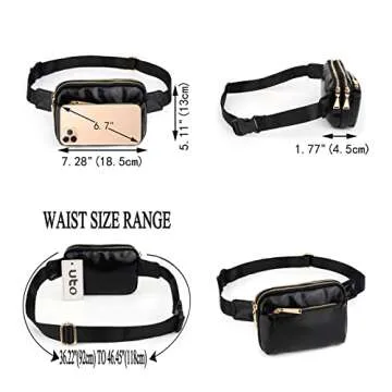 UTO Fanny Pack for Women Crossbody Trendy Fashion Belt Purse Chest Waist Hip Bumbag for Outdoor Shopping Travel Hiking