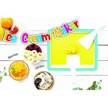 Ice Cream Maker/Pan/Roll - Frozen Yogurt, Sorbet, Gelato - Family Fun, Healthy Alternative DIY at home (Turquoise)