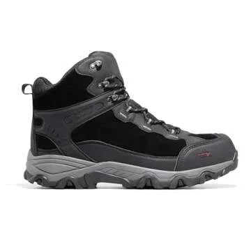 NORTIV 8 Men's Waterproof Hiking Boots Outdoor Mid Trekking Lightweight Mountaineering Shoes,Size 11,Black,JS19004M