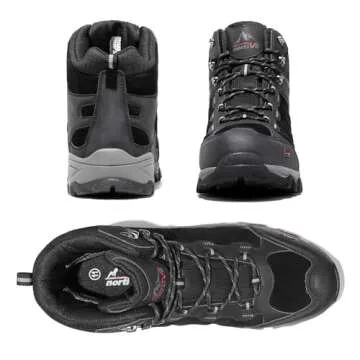 NORTIV 8 Men's Waterproof Hiking Boots Outdoor Mid Trekking Lightweight Mountaineering Shoes,Size 11,Black,JS19004M