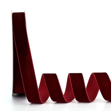 Ewaymado Burgundy Velvet Ribbon for Gift Wrapping and Decor