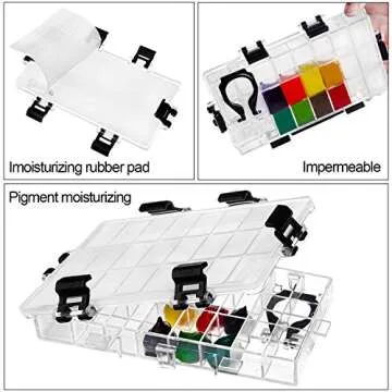 joybest Watercolor Palette Box 24-Well Paint Palette Box Airtight Leak Proof Travel Palette Case for Watercolors Half Pans, Acrylic, Gouache and Oil Paint
