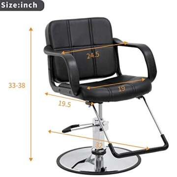 Salon Barber Hydraulic Hairdresser Styling Chairs, 360° Rolling Swivel Shampoo Salon Equipment w/Pr...