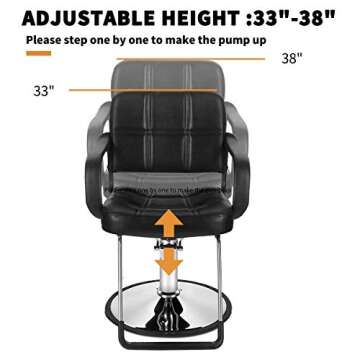 Salon Barber Hydraulic Hairdresser Styling Chairs, 360° Rolling Swivel Shampoo Salon Equipment w/Professional Grade Steel Frame & Hydraulic Pump, Shampoo Barbering Chair for Hair Stylist Women Man