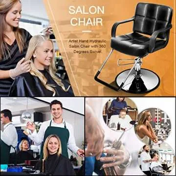 Salon Barber Hydraulic Hairdresser Styling Chairs, 360° Rolling Swivel Shampoo Salon Equipment w/Professional Grade Steel Frame & Hydraulic Pump, Shampoo Barbering Chair for Hair Stylist Women Man