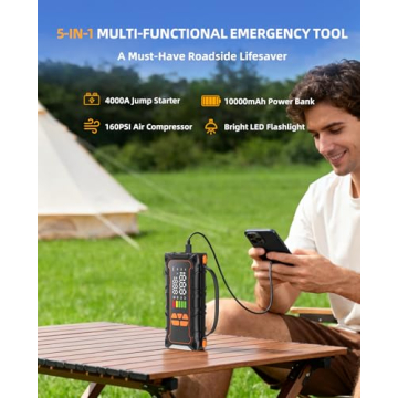 Jump Starter with Compressor - 4000A Battery Starter