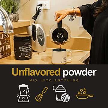 Warrior Strong Wellness Premium Collagen Peptides Bone Broth Powder: Grass Fed Hydrolyzed Collagen Boost for Healthy Skin, Nails, Hair, Joints, Muscles, Bones, Digestion, Keto Friendly, Unflavored