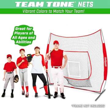 GoSports Replacement 7 ft x 7 ft Baseball / Softball Net - Compatible with GoSports Brand 7 ft x 7 ft Baseball Net - (Bow Type Frame Not Included), Red & Black